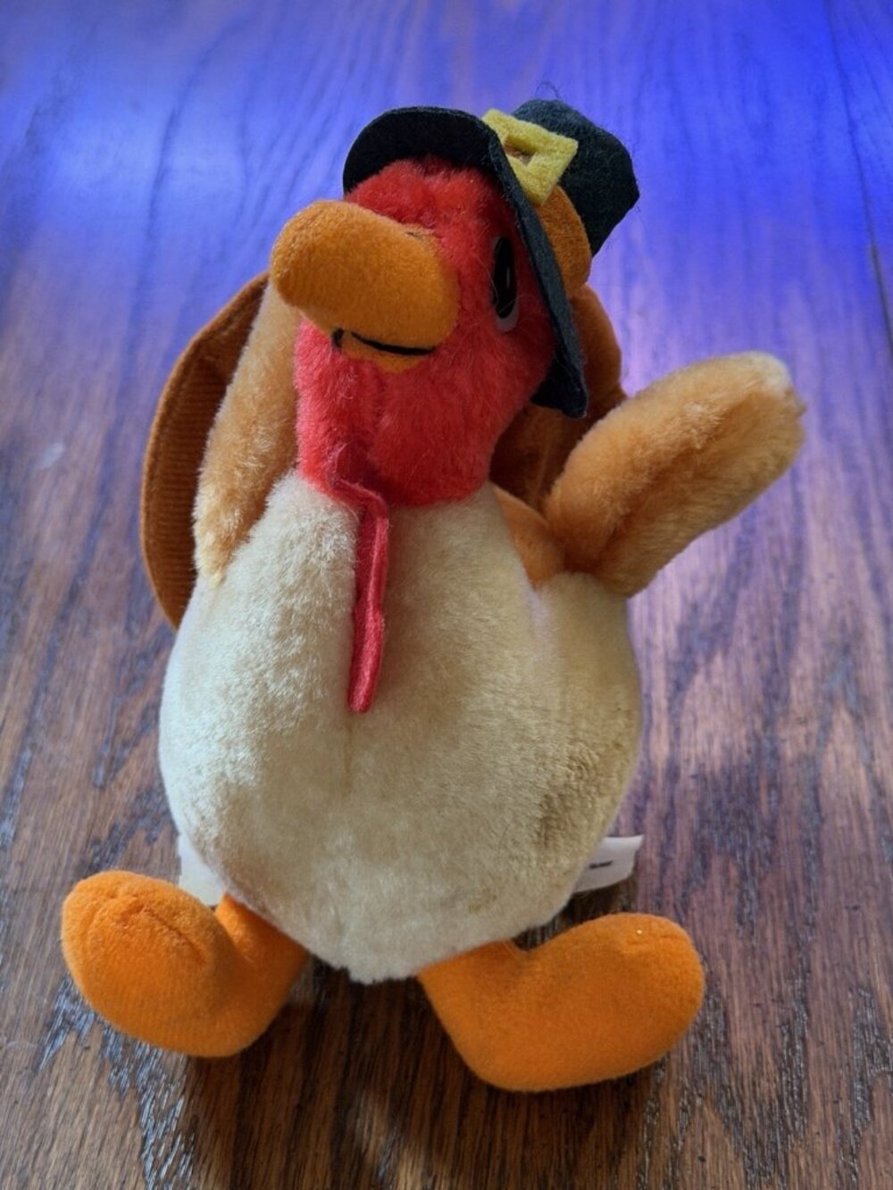 VINTAGE APPLAUSE 1989 MILES THE PILGRIM TURKEY 5" Thanksgiving Stuffed Animal